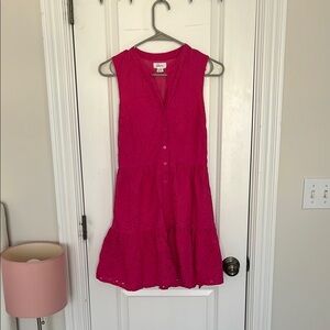 Japna Pink Sleeveless Eyelet Dress - Size Small